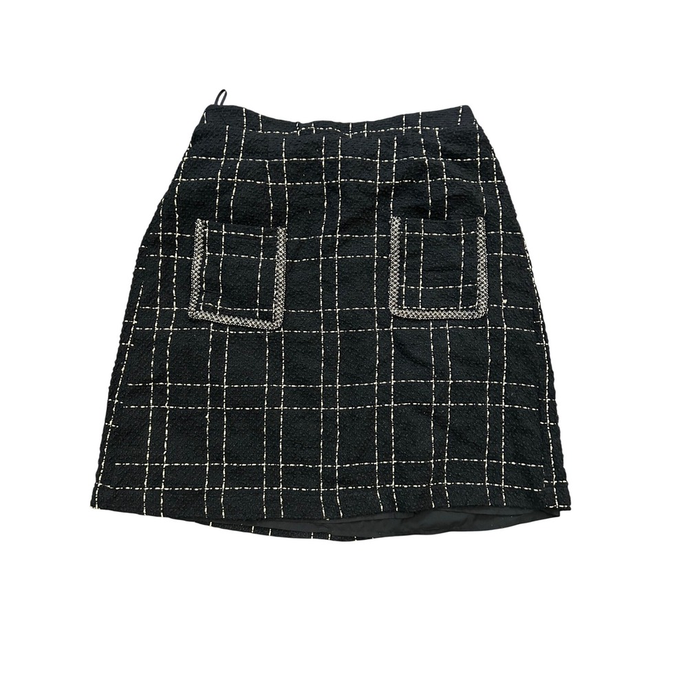 Bloomchic Black Plaid Textured Pocket Skirt‎ Womens Size 14 16
